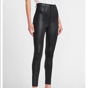 Express High Rise Black Coated Skinny Jeans Size 6